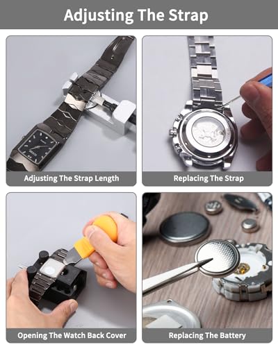 Kit LEAZZLE de réparation de montre professionnel 147 PCS, outils pour changer la pile et retirer le bracelet, idéal pou