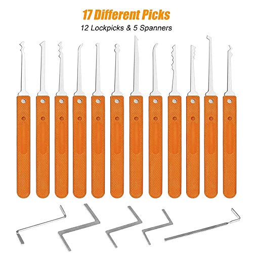 Loboo Idea Kit de crochetage de serrure 17 pièces avec cadenas transparents pour serruriers débutants et professionnels